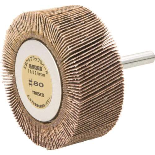 ■トラスコ中山(TRUSCO)　ミラクルフラップホイール　外径６０Ｘ厚２５Ｘ軸６　５個入　８０♯　MR6025　80