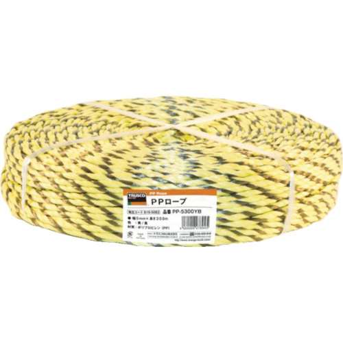 ■トラスコ中山(TRUSCO)　ＰＰロープ　幅６ｍｍＸ長さ２００ｍ　黄黒　ＰＰ６２００ＹＢ
