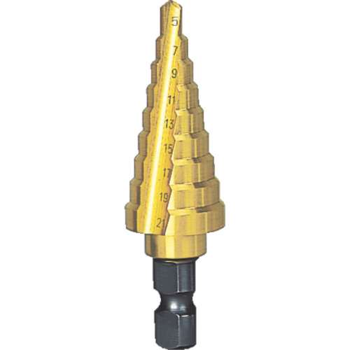 ■トラスコ中山(TRUSCO)　ステップドリル　２枚刃チタンコーティング　６～２７ｍｍ　段数１２  NMS-27G  (10ﾊﾟｲXｻﾝﾒﾝﾄﾞﾘ)