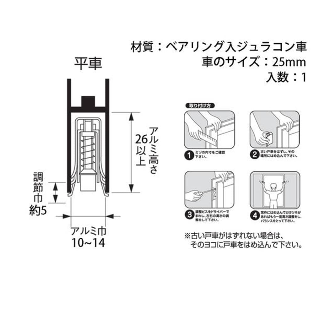 取替戸車 9D-F型(平)ジュラコン