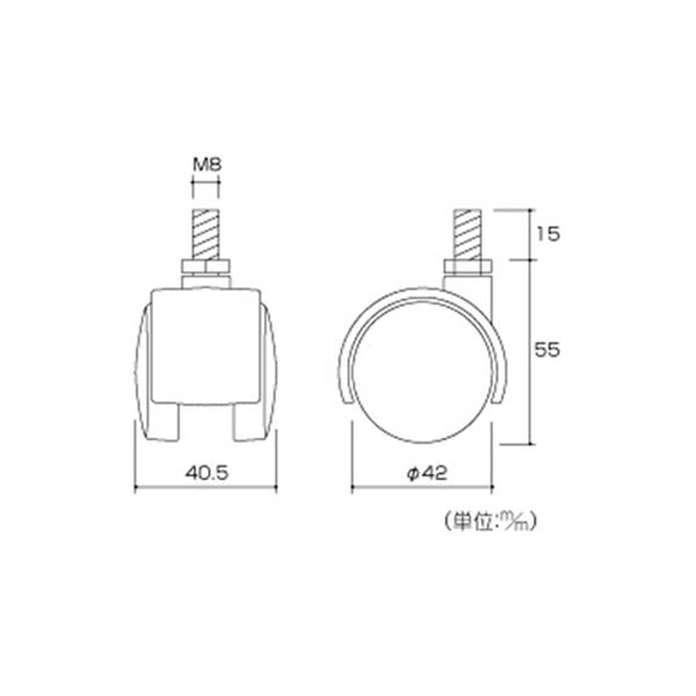 17383ニ輪キャスターN-M8-40