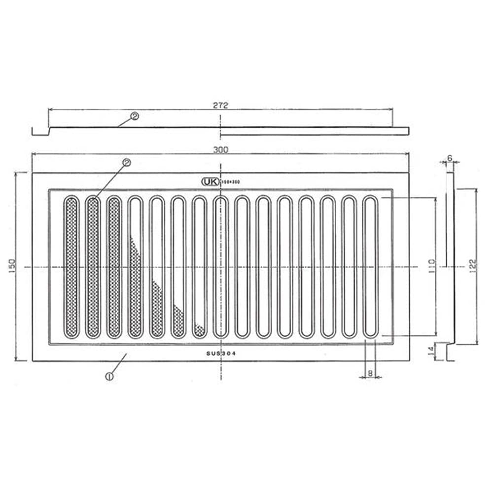 ステン床下換気孔 150x300 アミ付