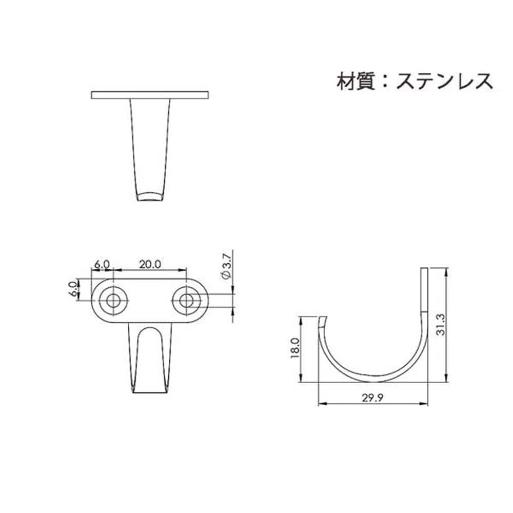 58028 ステン特厚壁付フック D6