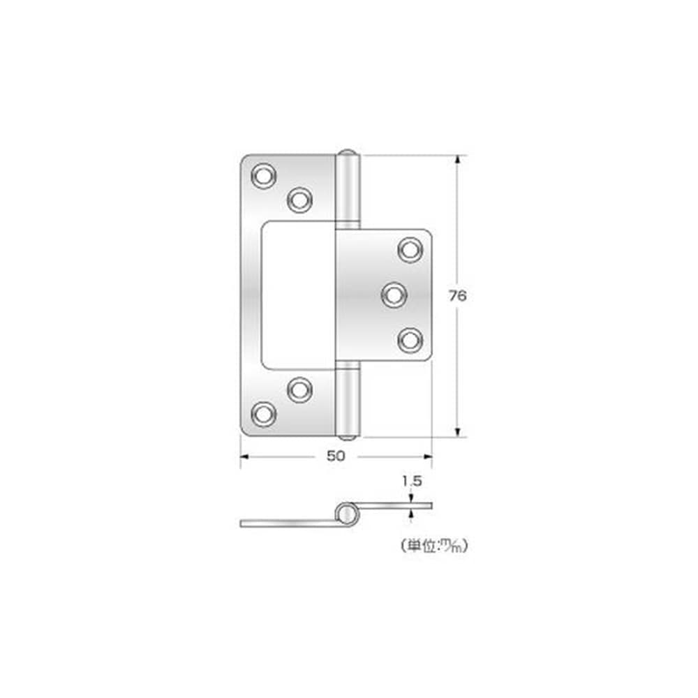 P-735 ステン正面付蝶番76mm