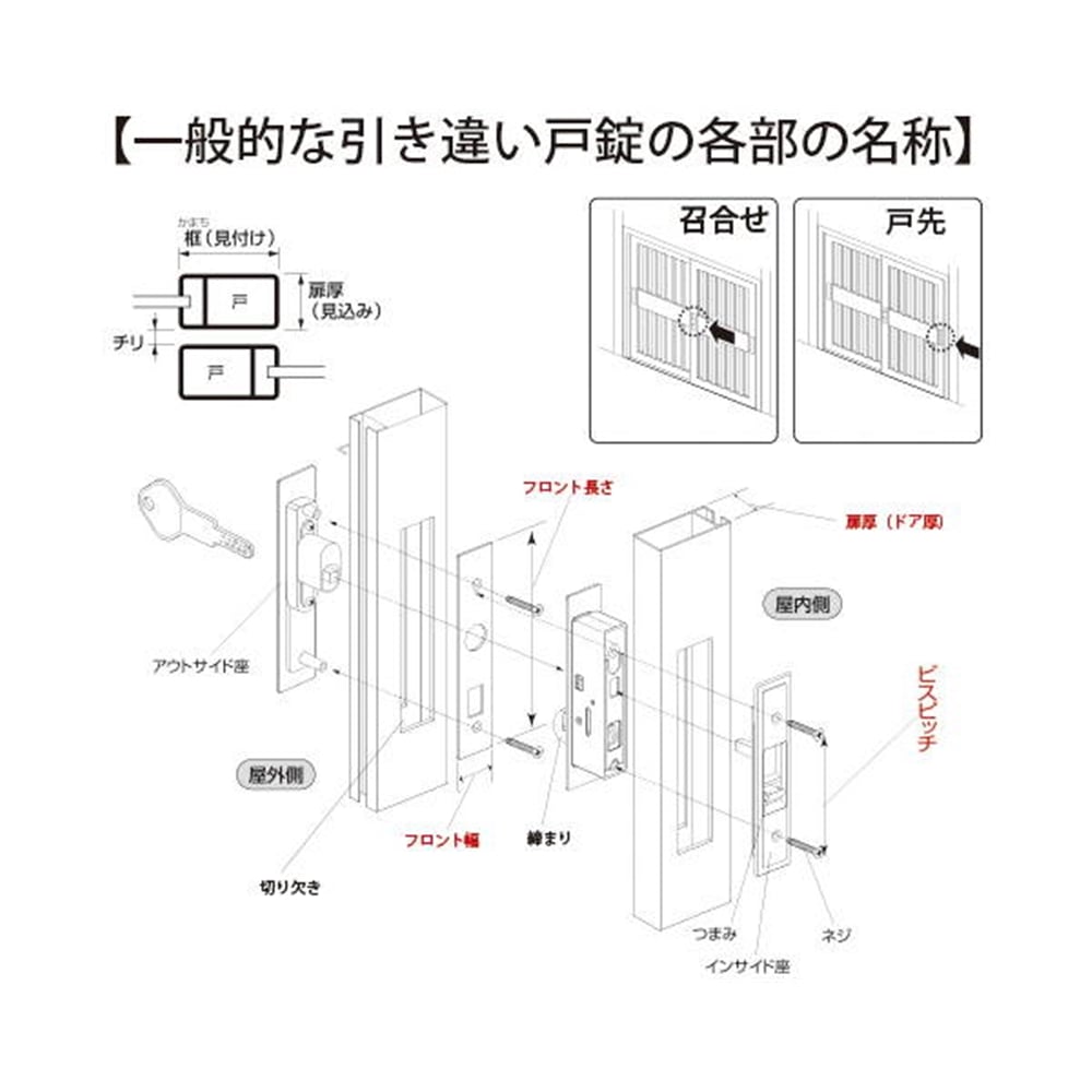 KH-A-B 引違錠 汎用タイプ
