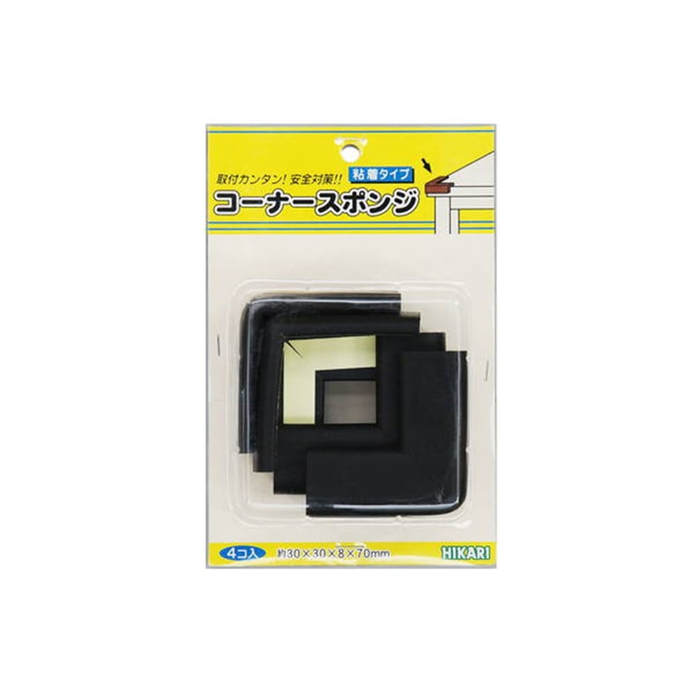 光（Hikari）　ＰＳＲＫ－３１３スポンジコーナー用黒４入　３０Ｘ３０Ｘ８Ｘ７０ｍｍ 黒