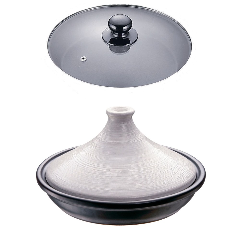 ブローディア　ＩＨタジン鍋（ガラス蓋付）　１９ｃｍ　白　３００２
