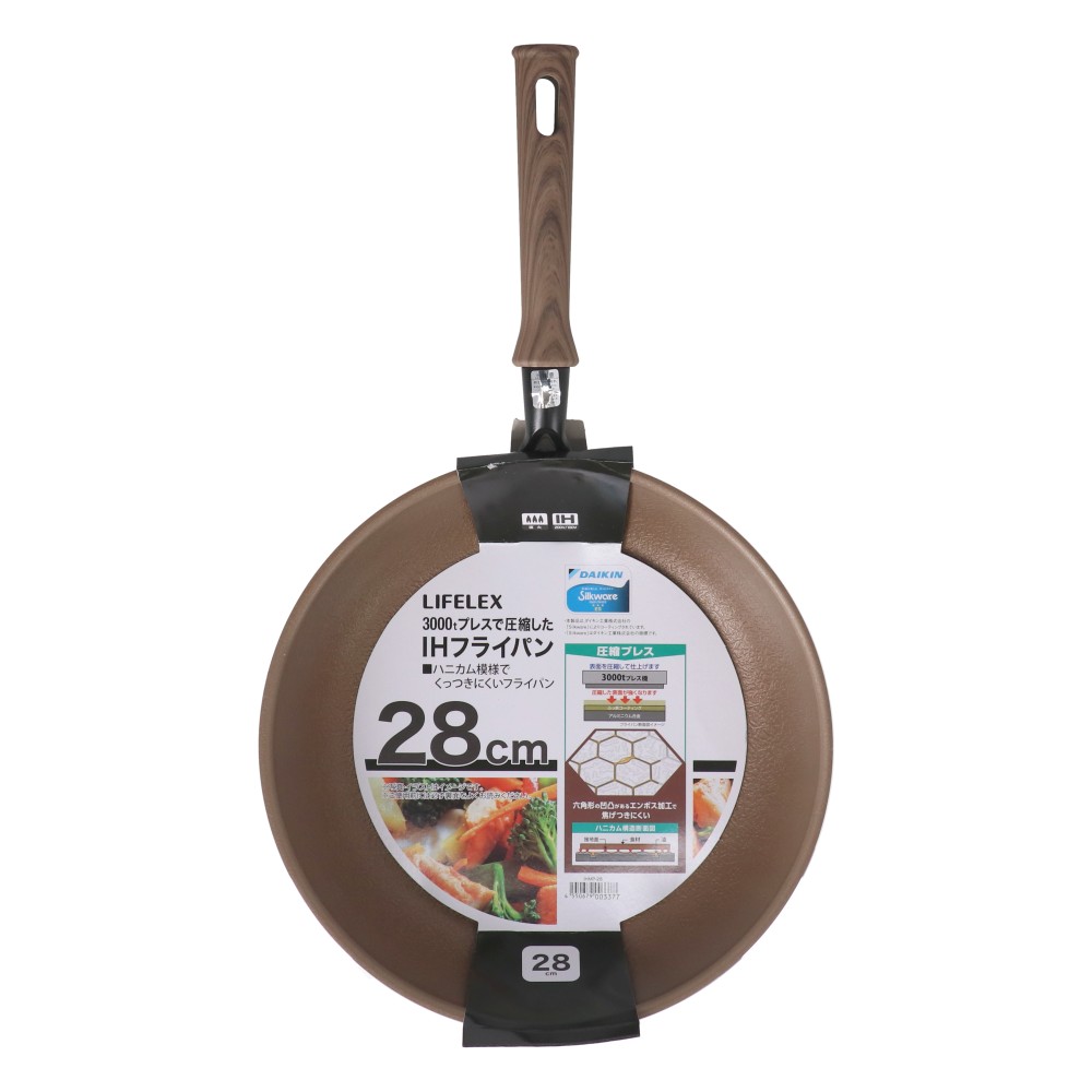 LIFELEX　３０００ｔプレスで圧縮したＩＨフライパン２８ｃｍ　ＩＨＭＰー２８　メタリックブラック 28cm