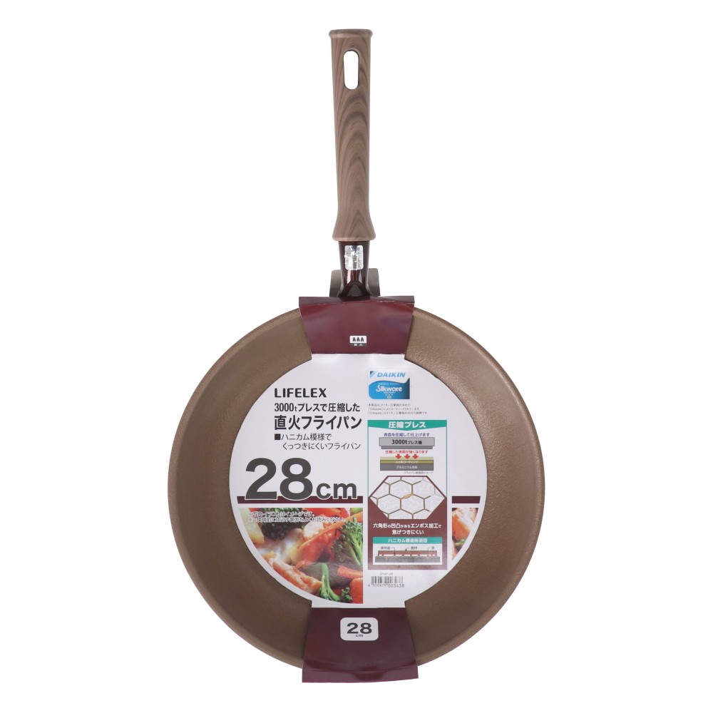 LIFELEX　３０００ｔプレスで圧縮した直火フライパン２８ｃｍ　ＧＦＭＰー２８　ダークピンク 28cm