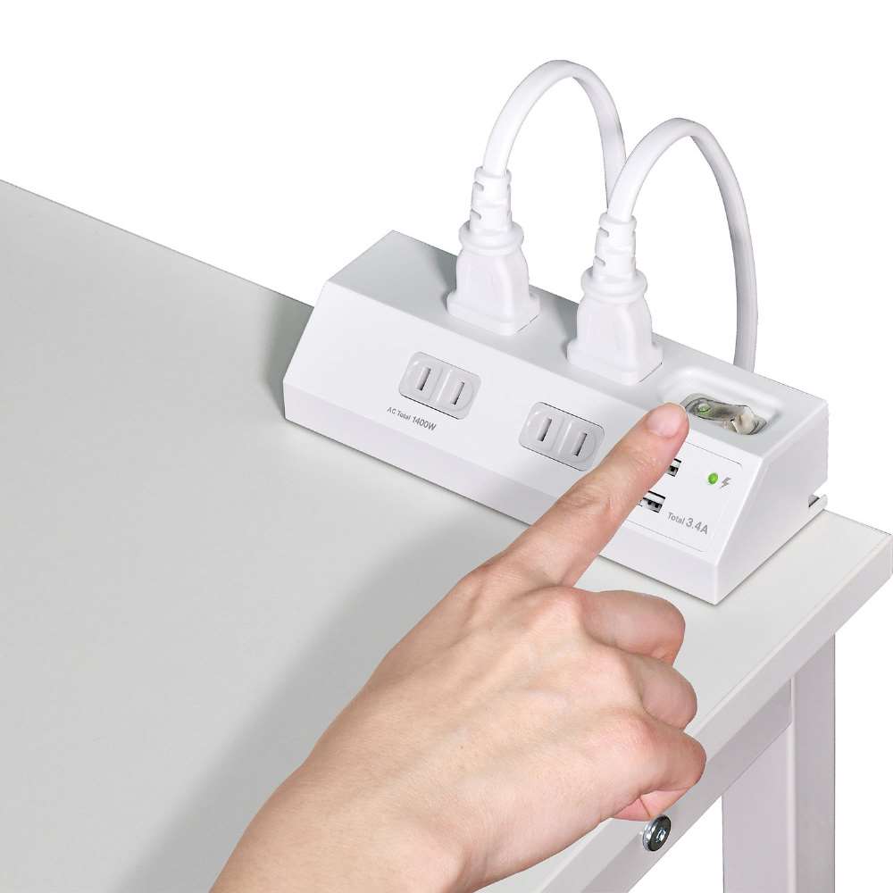 朝日電器　集中ＳＷ付デスクＵＳＢタップ　ＷＬＳ－ＤＳ４２３２ＳＵＡ（Ｗ）