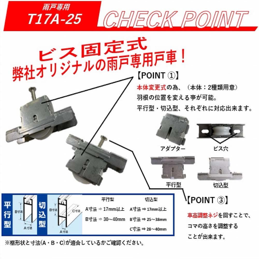 サッシ取替戸車バラ Ｔ１７Ａ－２５