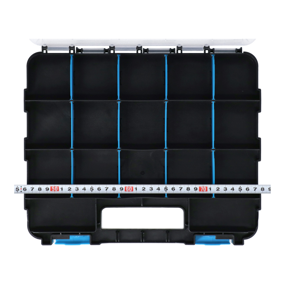 両面 パーツケース ブルー PAME-706　サイズ：約幅320×奥行260×高さ80ｍｍ ＰＡＭＥ－７０６