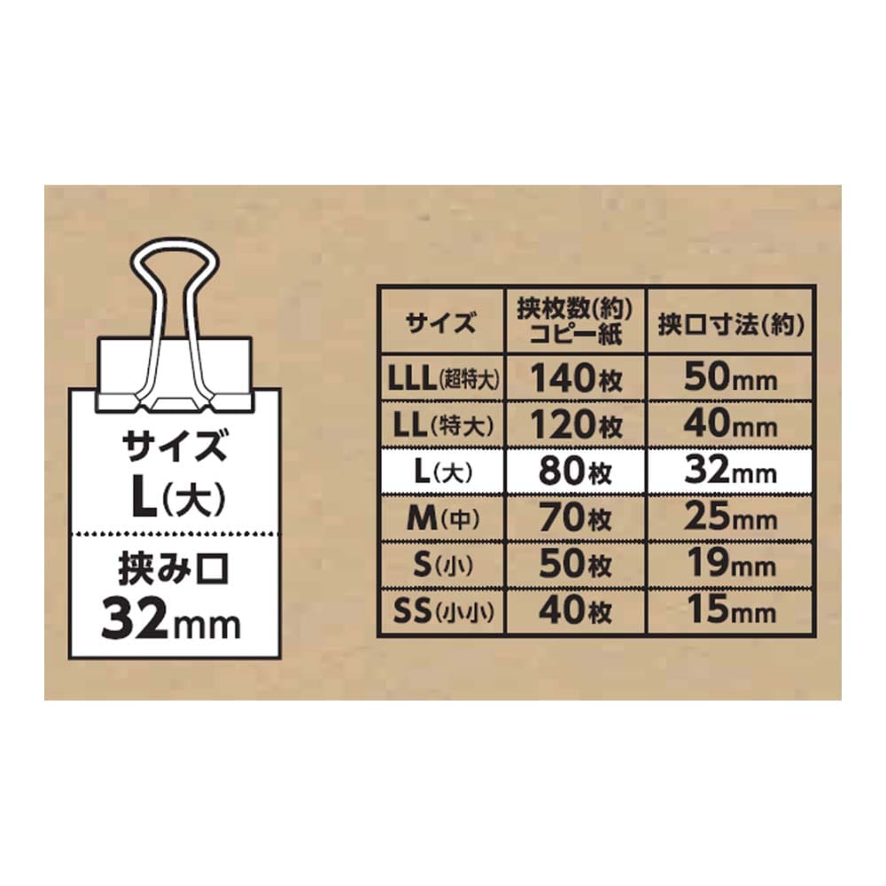 LIFELEX ダブルクリップ　３２mm　１６個