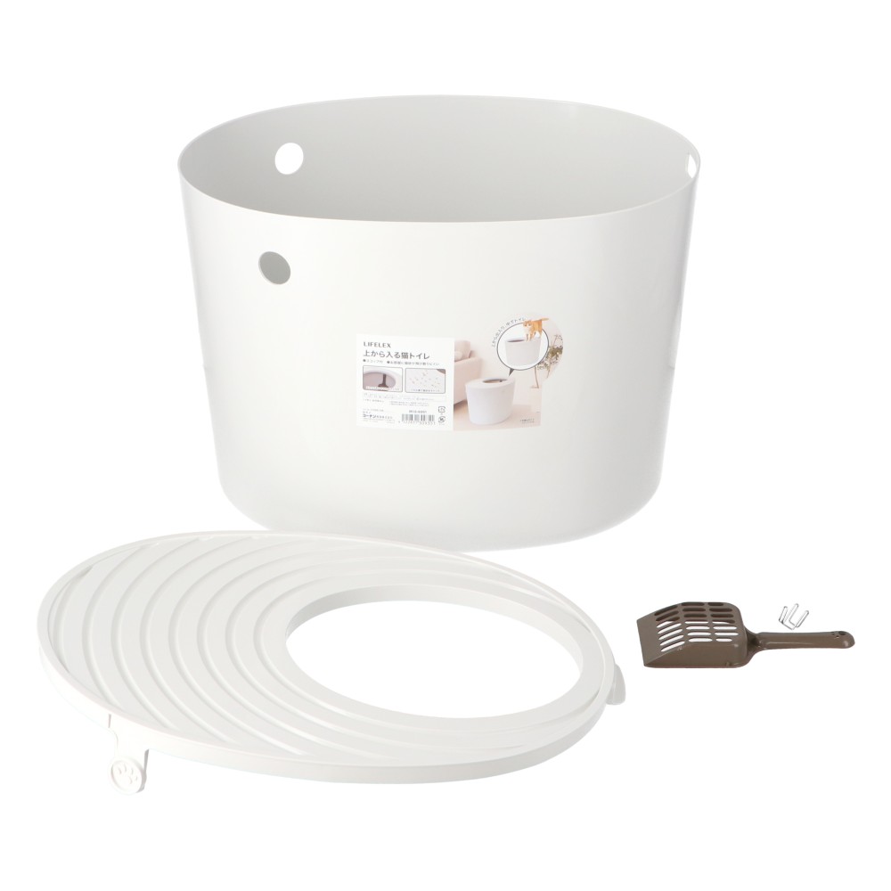 LIFELEX　上から入る猫トイレ　ＩＲ１２－９３５１　アイボリー