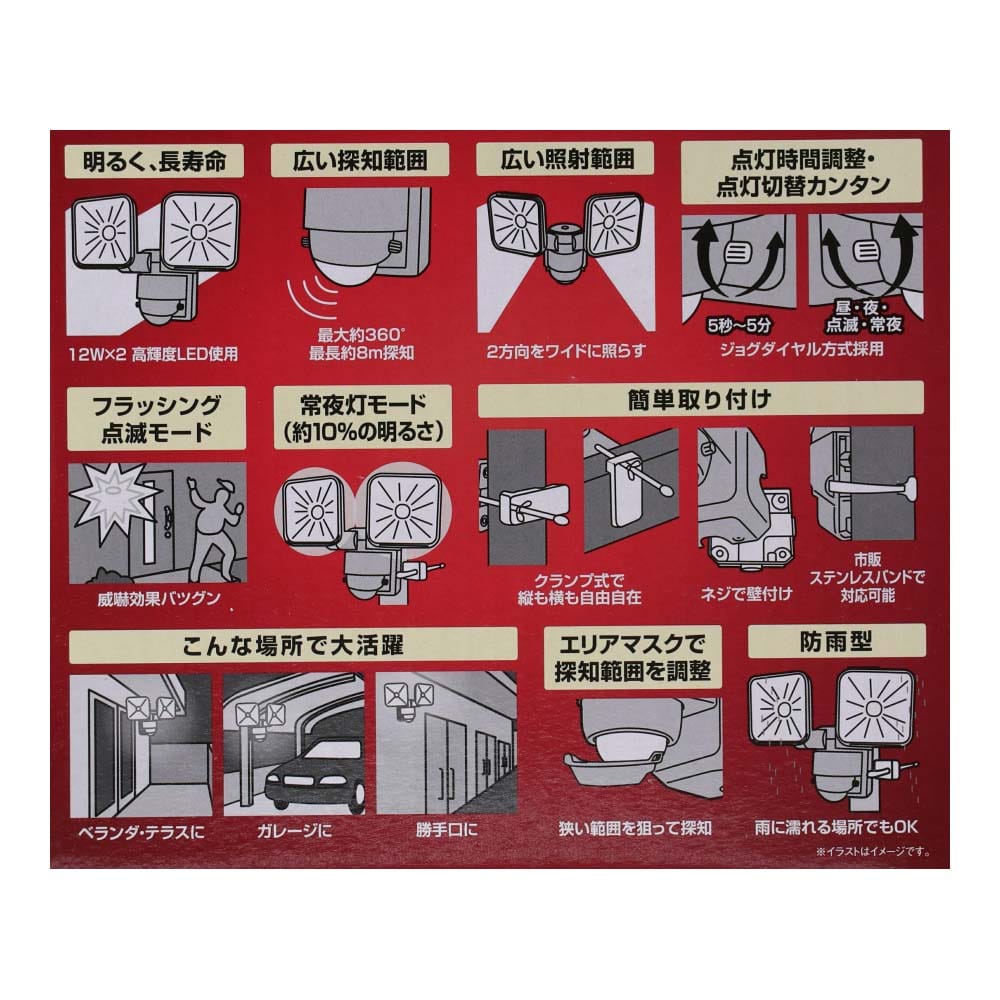 LIFELEX １２Ｗコンセント式センサーライト２灯タイプ　ＬＳＬ１０－１６７０　ＡＣ ２灯タイプ