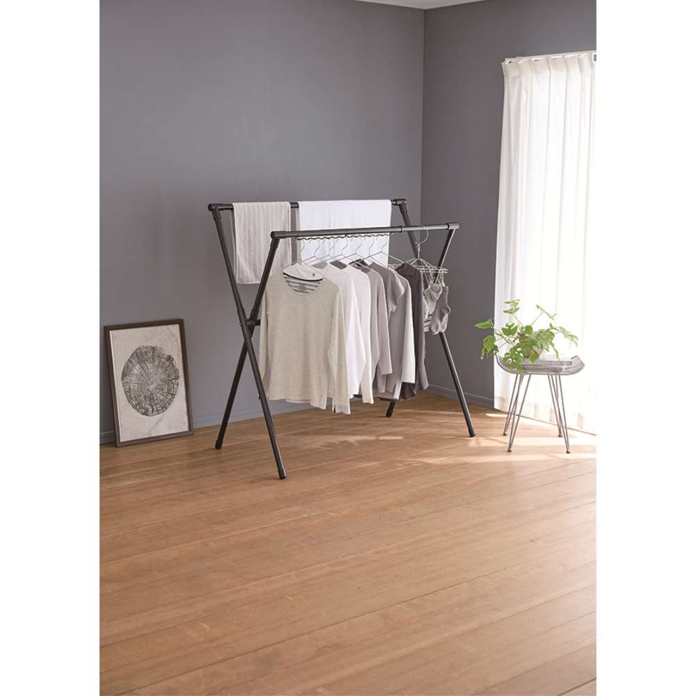 LIFELEX　伸縮室内Ｘ型物干しブラック　ＷＥＨ２１－００２４ ブラック