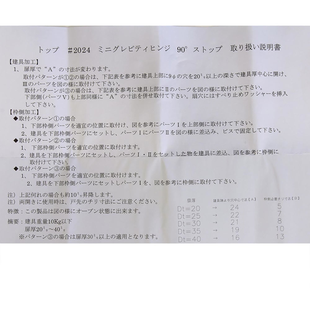 ステンレスミニグレビティヒンジ　BK-1000