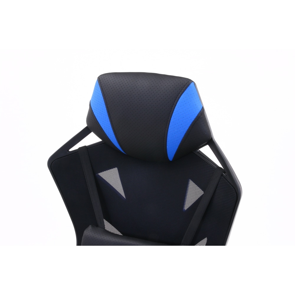 不二貿易 ゲーミングチェア レイズブルー 回転式 リクライニング   幅68.5cm 19428 Eスポーツ 組立式 ブルー