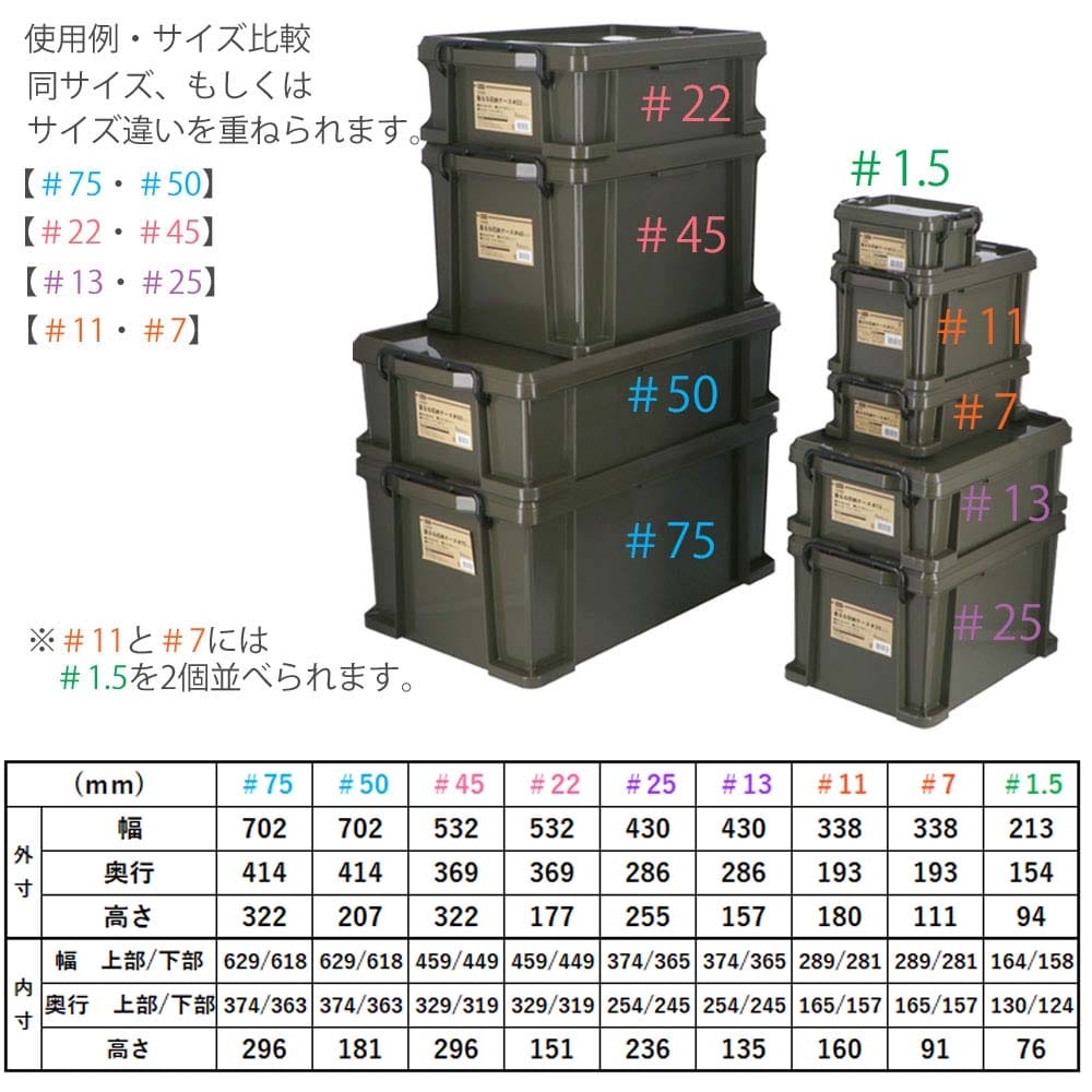 重なる収納ケース（フタ付き） #1.5　オリーブ #1.5 オリーブ