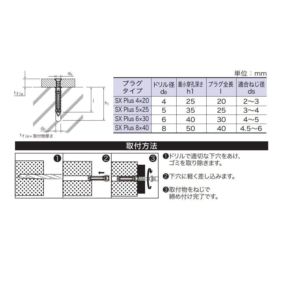 八幡ねじ フィッシャー SXプラス 箱 5×25 （100本入り） 5×25