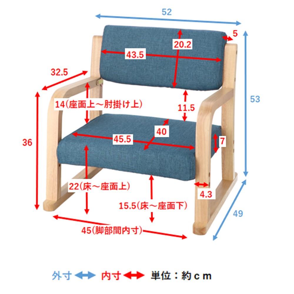 LIFELEX　楽に座れる低床座椅子　ネイビー