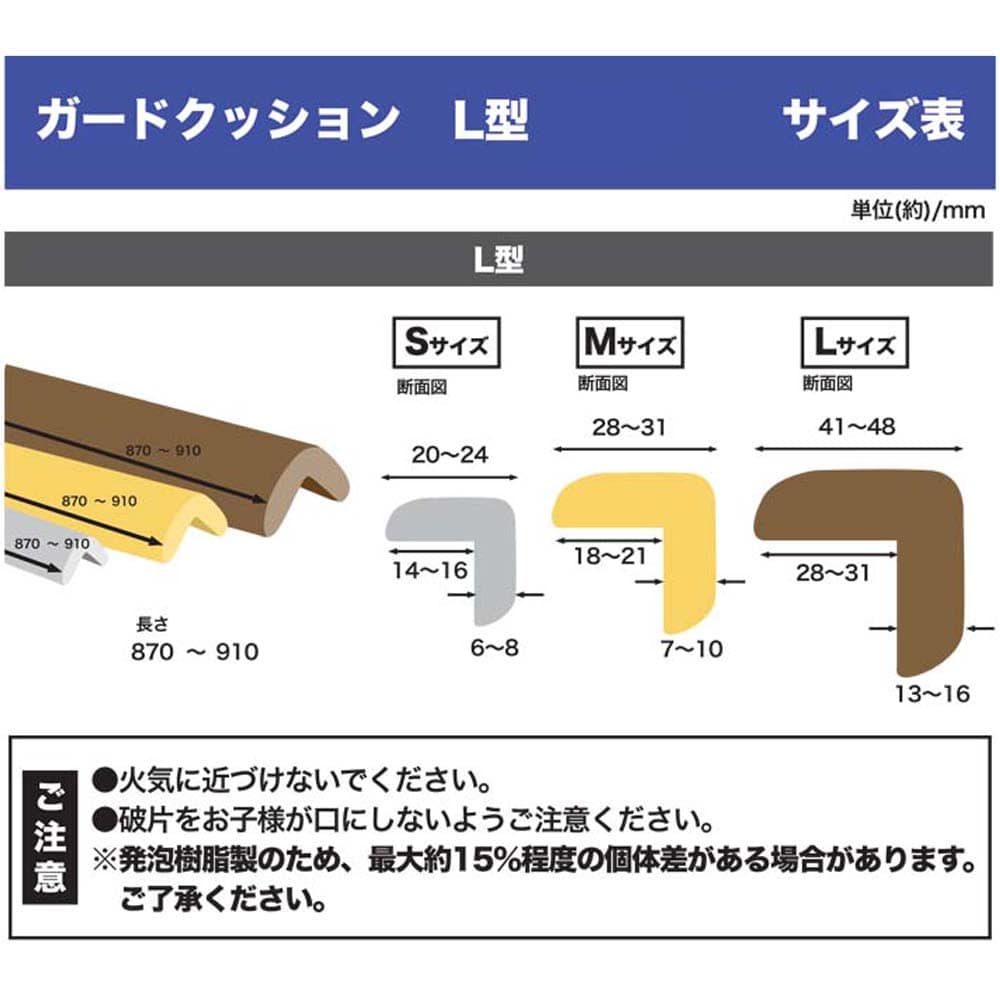 ガードクッション　Ｌ型９０ｃｍ　ブラック　Ｓ Ｓ