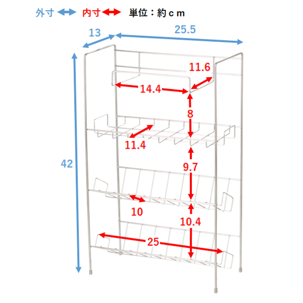 LIFELEX　ステンレスバスラック３段　ＣＪ２１－４４２７　シルバー 3段