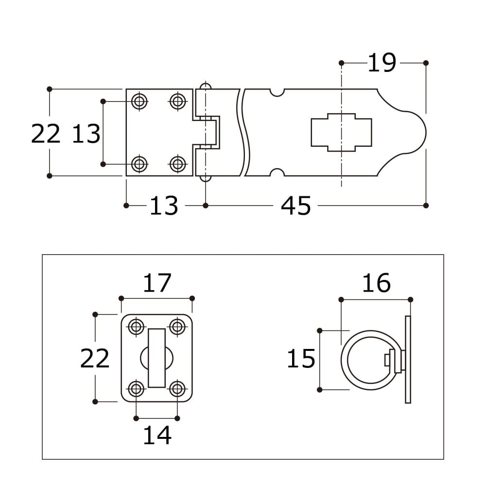 和気産業　ストロング掛金　ＢＨ１１５４　４５ＭＭ　艶消し黒