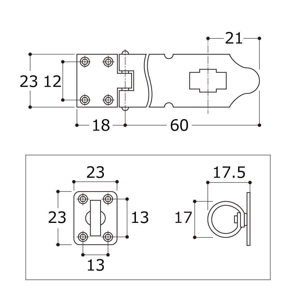 和気産業　ストロング掛金　ＢＨ１１５５　６０ＭＭ　艶消し黒