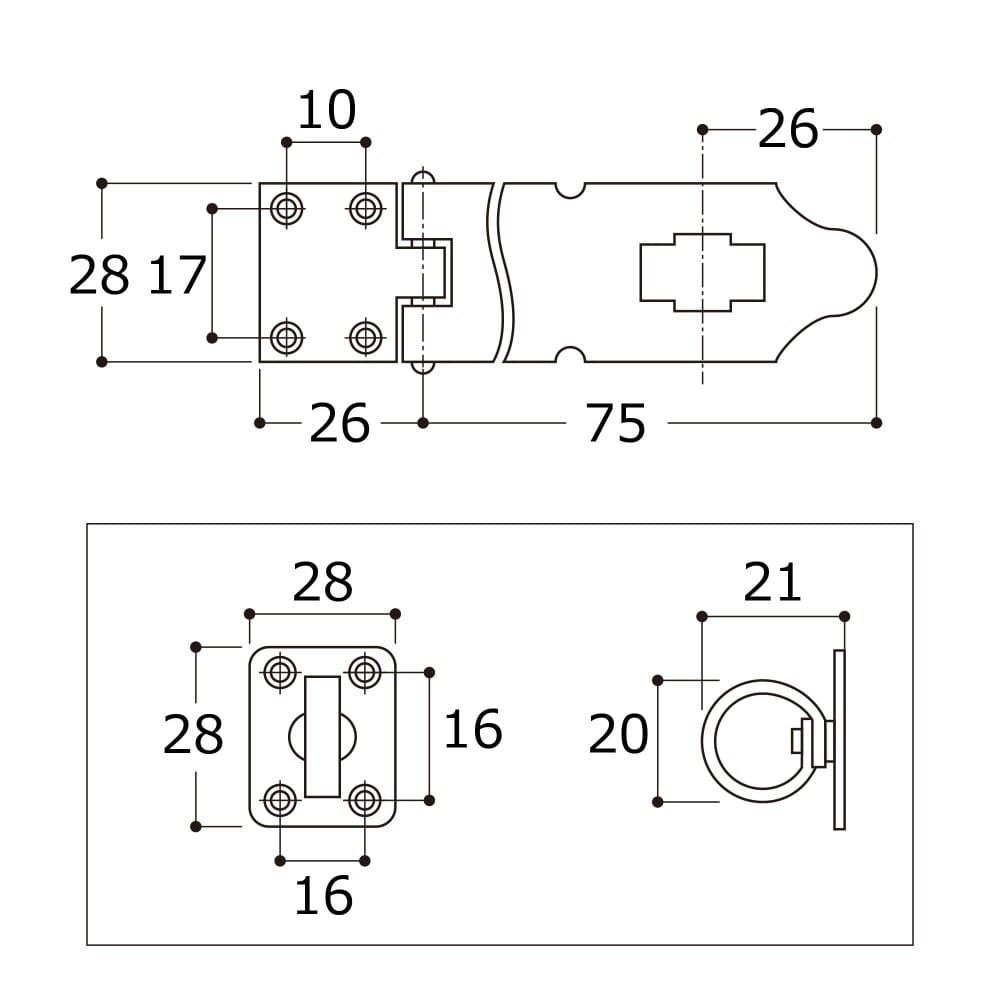 和気産業　ストロング掛金　ＢＨ１１５６　７５ＭＭ　艶消し黒