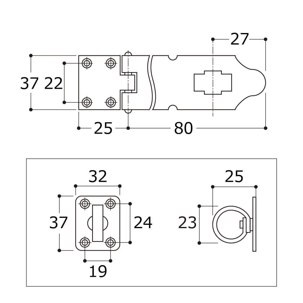 和気産業　ストロング掛金　ＢＨ１１５７　８０ＭＭ　艶消し黒