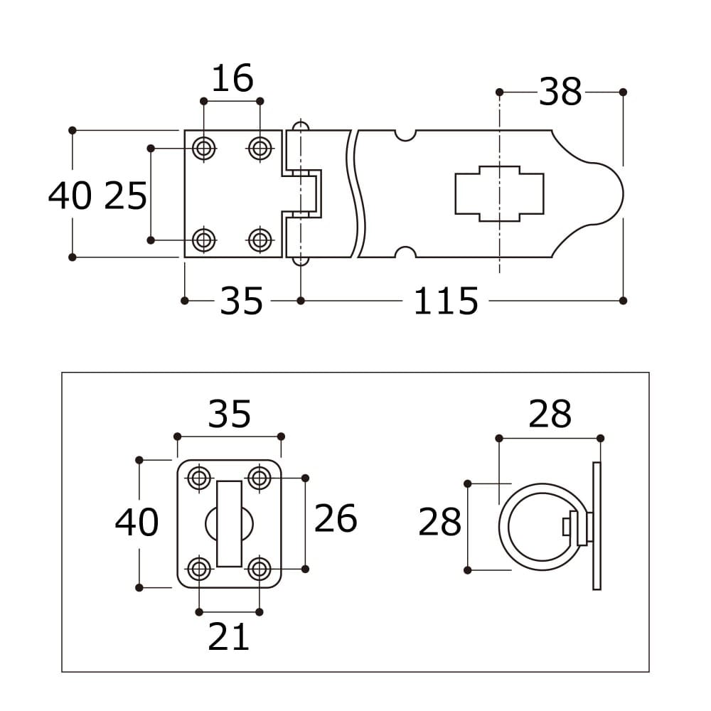 和気産業　ストロング掛金　ＢＨ１１５９　１１５ＭＭ　艶消し黒