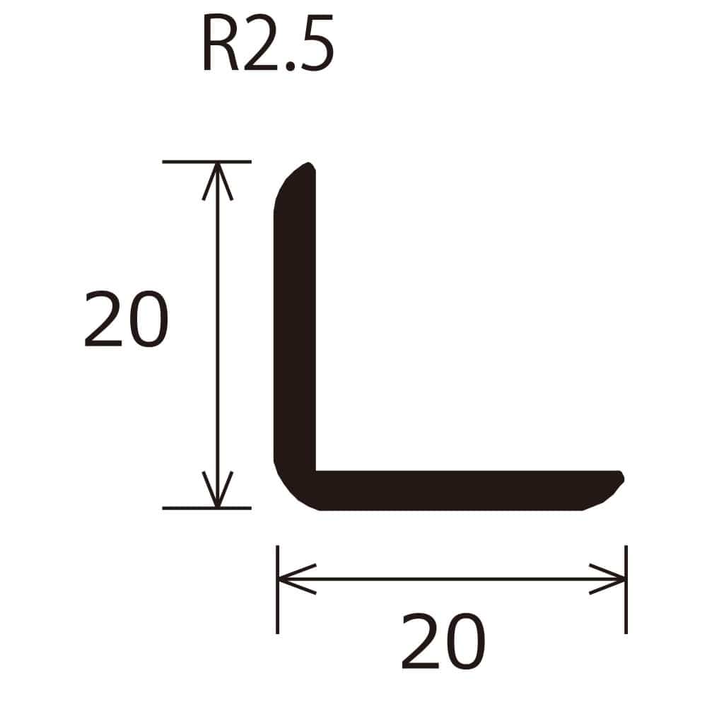 光モール　Ｒアングル２０Ｘ２０　ＮＯ．２１６１ステンカラー１Ｍ