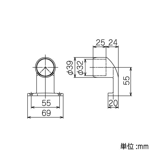 矢崎化工　イレクター　３２φイレクターブラケット　ＥＢ－３０２５ＨＣ　Ｓ　ＳＬ 32φブラケット EB-3025HC