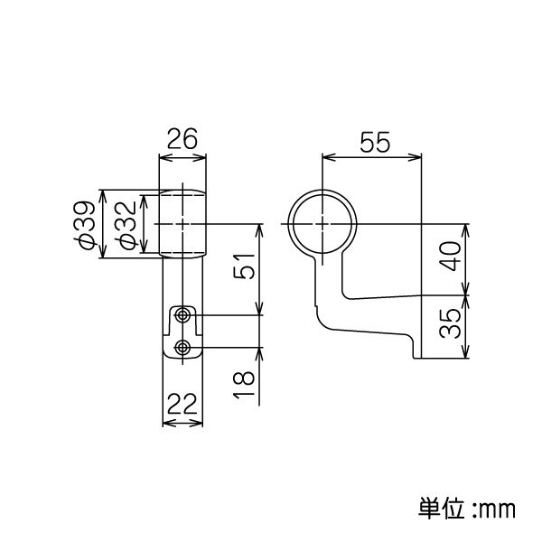 矢崎化工　イレクター　３２φイレクターブラケット　ＥＢ－３０３４ＨＣ　Ｓ　ＳＬ 32φブラケット EB-3034HC