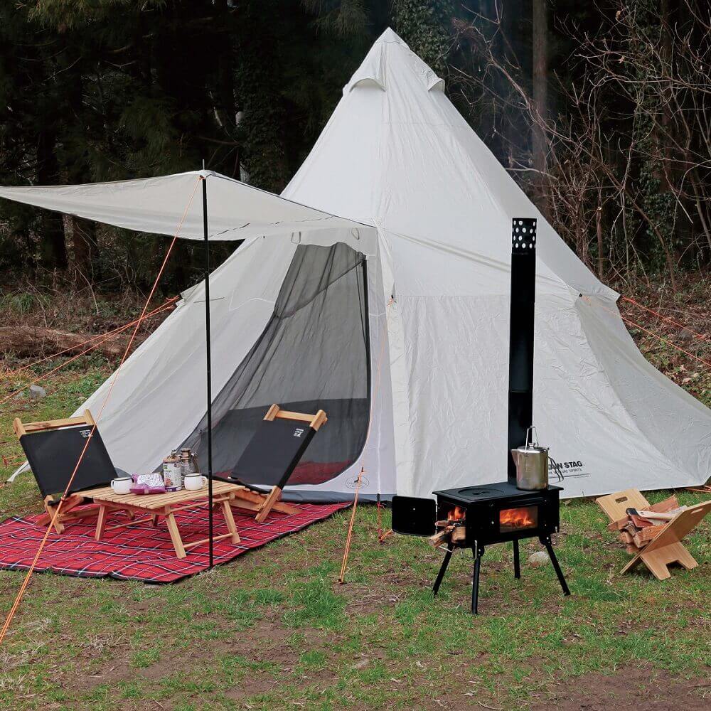 KAMADO（かまど）角型薪ストーブ　煙突・ガラス窓付