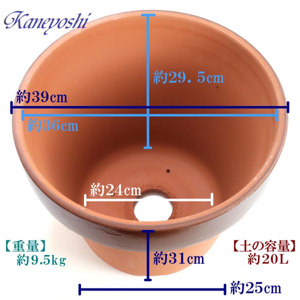 駄鉢　深　１３号 土容量：約２０Ｌ １３号深