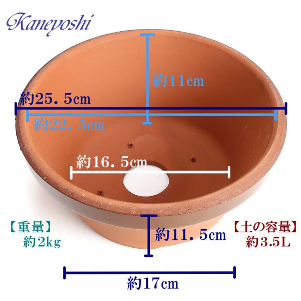 駄鉢　浅　８号 土容量：約３．５Ｌ ８号浅