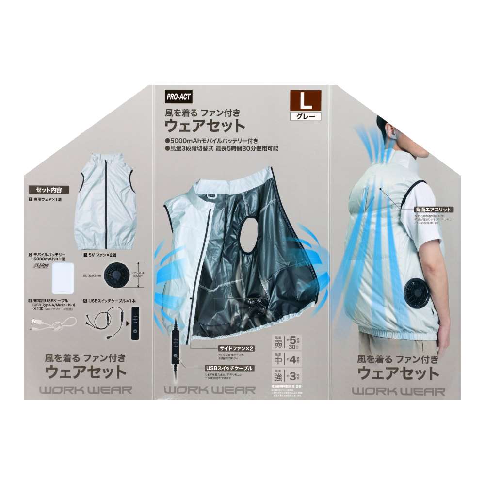 PROACT　ファン付ウェアセットＭ　ＫＮ２５－Ｍ（ＧＹ）　グレー グレー M