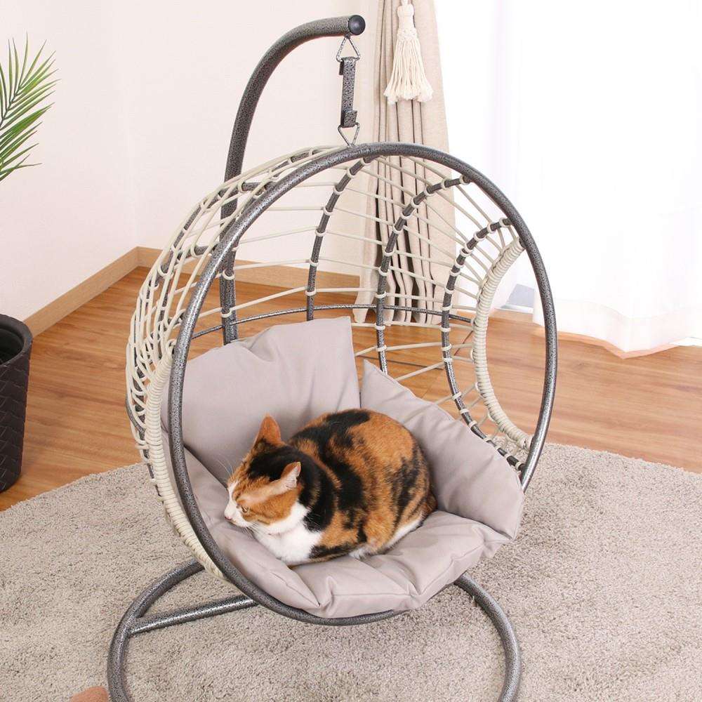 不二貿易　ペット用ハンギングチェア　半円　ＧＹ　幅６０奥行６１．５高さ９２ｃｍ