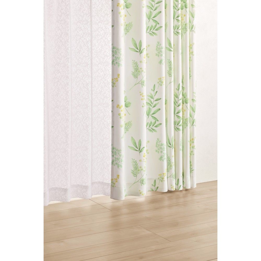 LIFELEX デザイン4枚組カーテン ミモザ 約幅100×丈178cm レース丈約176cm ホワイト 丈176cm