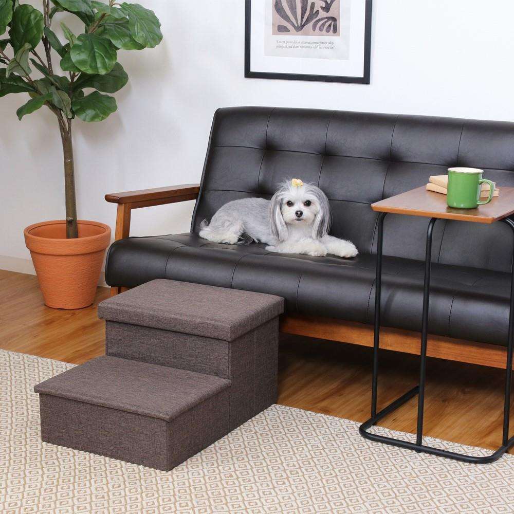 不二貿易　収納付きペットステップ　チャコール　幅５９奥行４０高さ３０ｃｍ チャコール