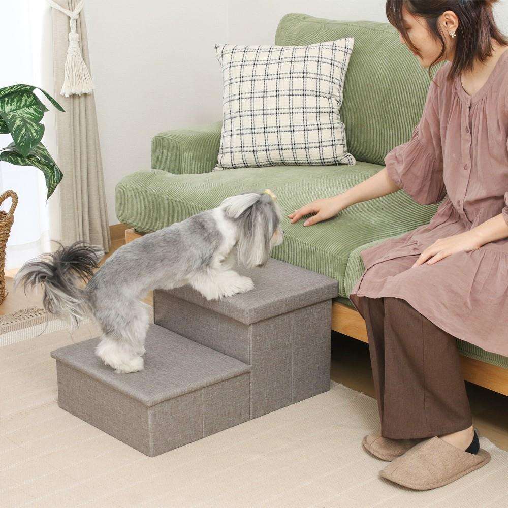 不二貿易　収納付きペットステップ　ライトグレー　幅５９奥行４０高さ３０ｃｍ ライトグレー
