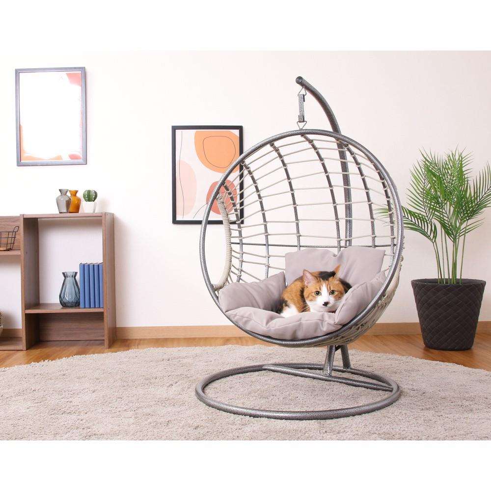 不二貿易　ペット用ハンギングチェア　半円　ＧＹ　幅６０奥行６１．５高さ９２ｃｍ