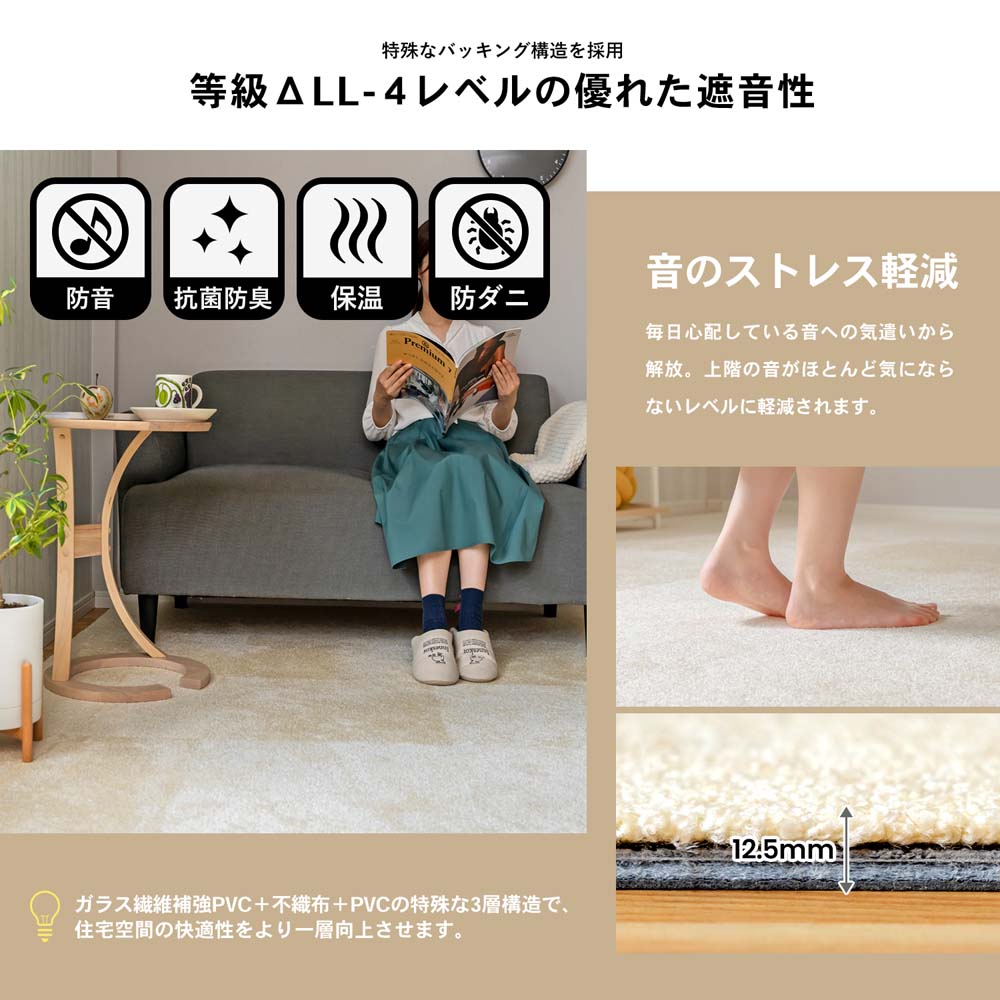 日東紡マテリアル 住宅用 ペット対応 防炎・防音タイルカーペット 静床プレミア ミルクホワイト Ｐ-1 8枚入（2㎡）(ミルクホワイト):  インテリア・家具・収納用品|ホームセンターコーナンの通販サイト