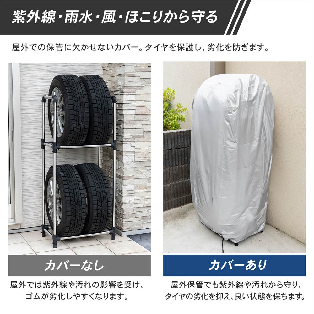 タイヤラックカバー Ｓ 約幅47×奥62×高さ126cm 軽自動車用ラックＳ専用 [カバー] S 軽自動車用