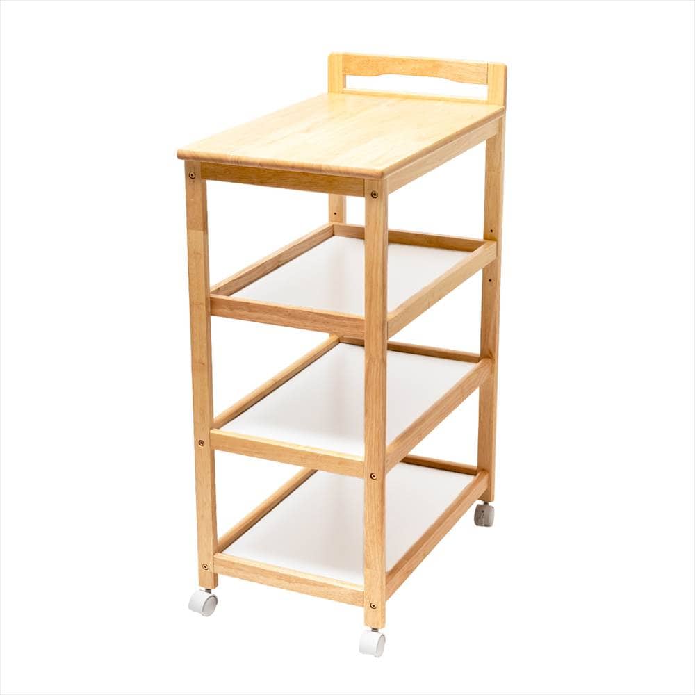 LIFELEX 木製４段ワゴン　ＮＡ／ＷＨ 4段 ナチュラル/ホワイト