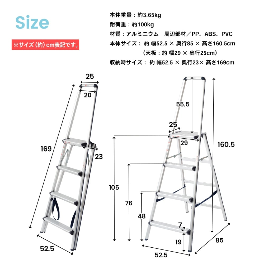 ハンドル付４段踏台　幅広　ＮＳＧ－３５１２－１０ＨＳＧ ハンドル付4段