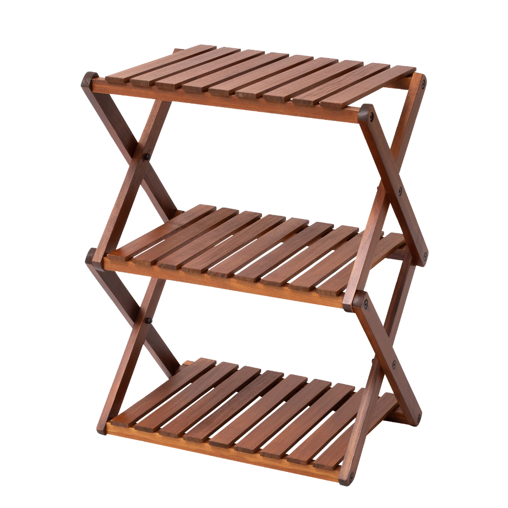 LIFELEX 折り畳み式木製ラック W460 （3段）(木製ラックブラウン W4603段): インテリア・家具・収納用品|ホームセンター