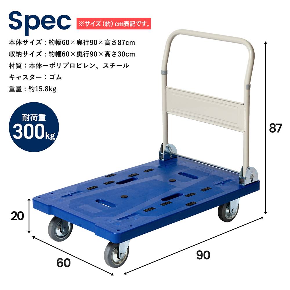 樹脂製台車３００　静音タイプ　ＰＨ３０２０ ３００ｋｇ耐荷重